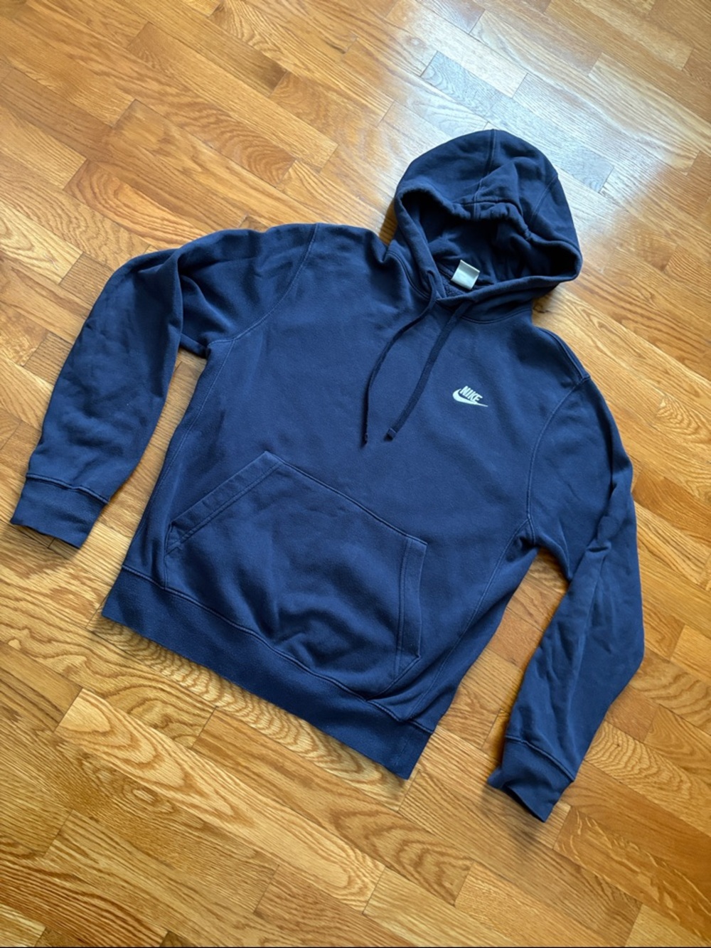 Nike Navy Hooded Pullover Sweatshirt with White Swoosh